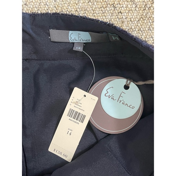 Anthropologie Eva Franco Navy Blue Sequined Polka Dot Mini Skirt NWT Size 14 (L) - Picture 11 of 14